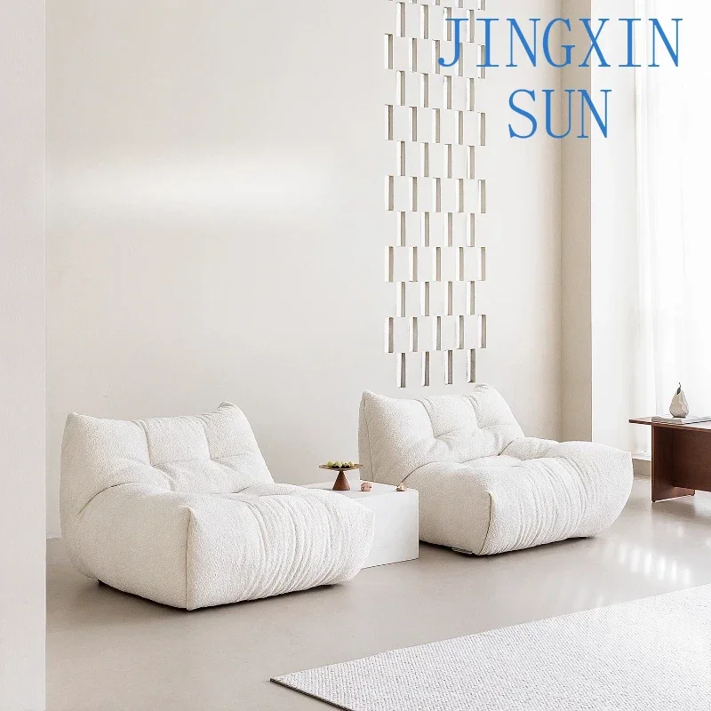 Cream antique camel wool module, white lazy splicing tofu block sofa