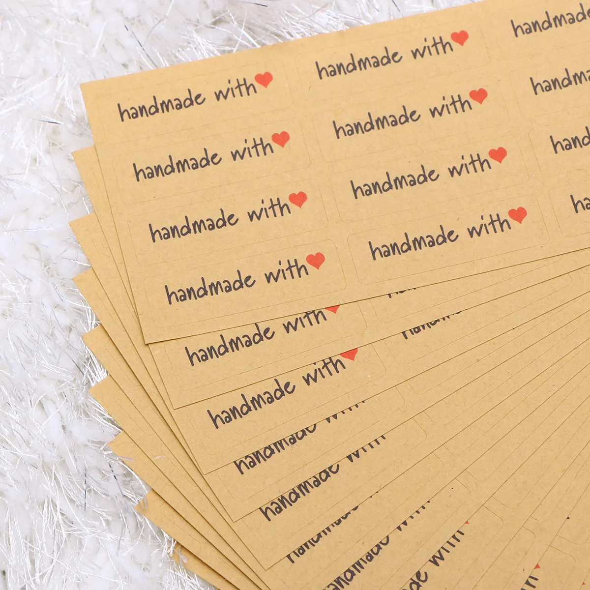 

240Pcs Packaging Sealing Labels Handmade with Love Design Kraft Sticker for Gifts Envelopes Decorative Adhesive Label Set