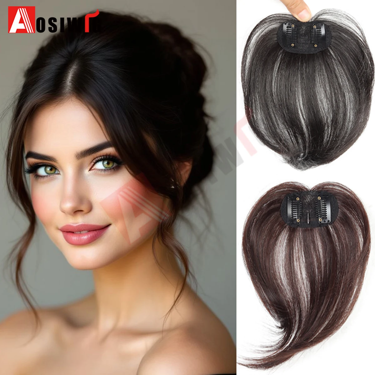 Synthetic Hairpiece Hair Bangs Extension Clip In Hair Ins Hair Fake Fringes Invisible Wig  Middle-Part Bangs Hair Extensions ﻿