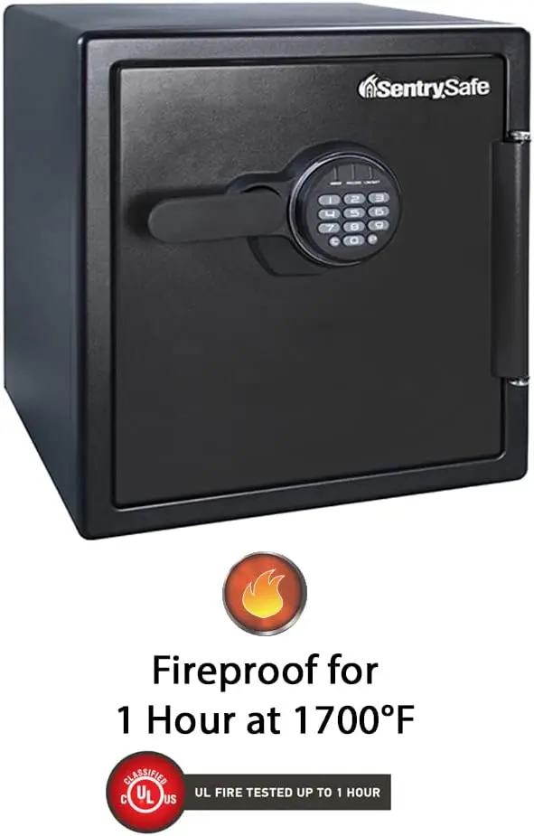 Fireproof Waterproof Safe with Digital Keypad, 1.23 Cubic Feet, black