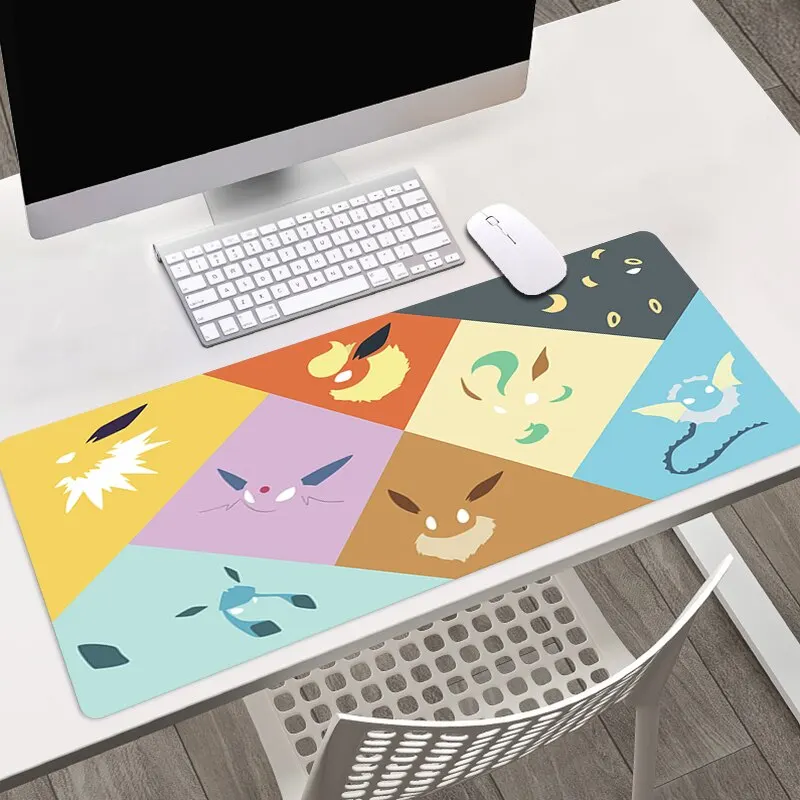 لوحة ماوس بوكيمون كارتونية للألعاب بحافة قفل مطاطية مقاس XL ملحقات كبيرة للوحة مفاتيح الكمبيوتر المحمول سجادات مكتبية للعب