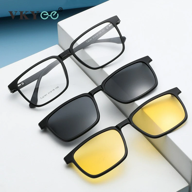 VICKY gafas graduadas magnéticas abatibles con Clip para hombres y mujeres TR90 gafas de sol polarizadas para miopía gafas de lectura de visión nocturna 2191