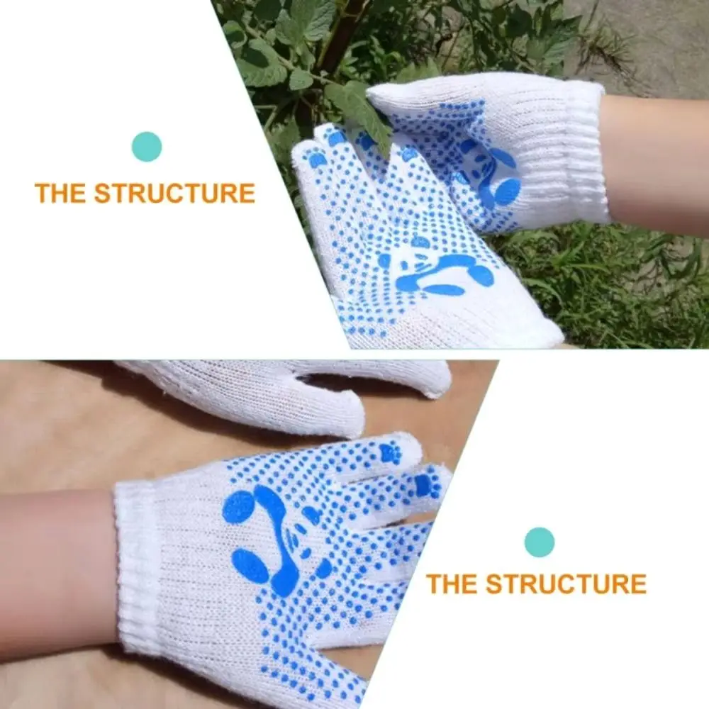 1/2/4Pairs Polyester Cotton Gardening Gloves Animal Pattern Breathable Children Work Gloves Anti Skid No Odor
