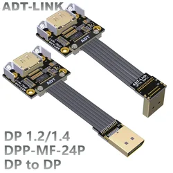 ADT-Link Displayport 1.4 Ribbon Extension Cable Male-Female Flat Shielding FPC DP To DP Adapter 90 Degree Angled 1.2 1.4 Version