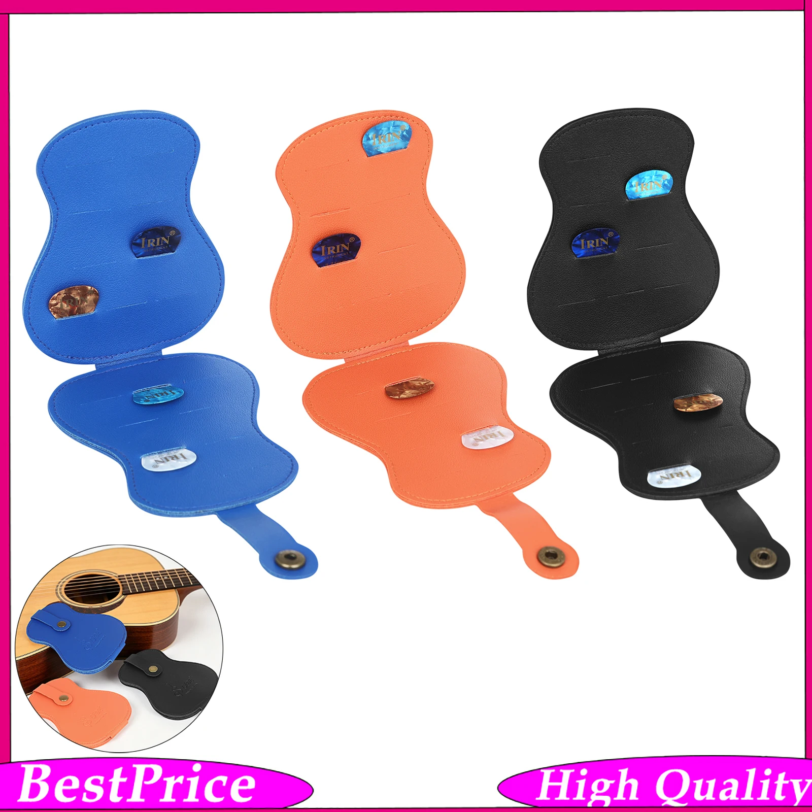 SLADE ND327 PU Leather Guitar Pick Holder Foldable Guitar Pick Storage Case 18 Slots Holder for Guitarists Replacement Use