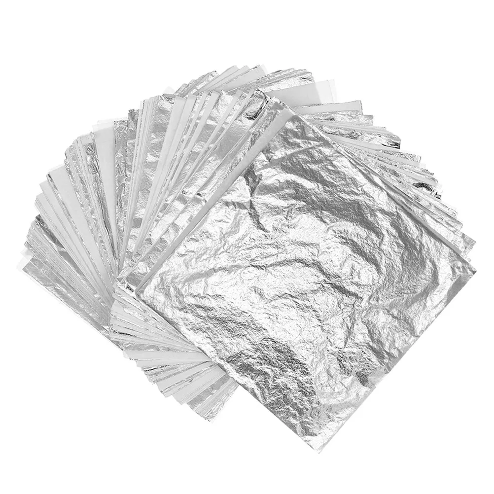 150Pcs Silver Foil Sheets Decorative Multi-Use Moisture Resist DIY Handcraft Art Foil Sheets Versatile Decoration Material