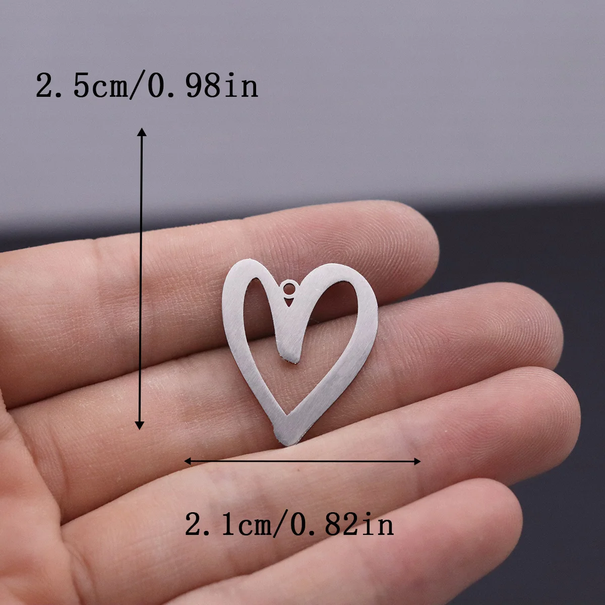 3pcs Abstract Open Heart Charms For Jewelry Making Stainless Steel DIY Bracelet Earring Necklace Pendant Accessory