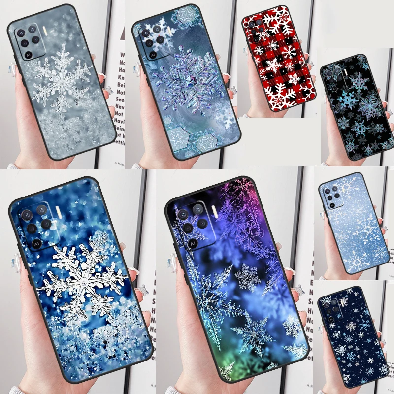 Snow Snowflake Winter Case For OPPO A96 A76 A16 A78 A98 A77 A17 A15 A5 A9 A53 A74 A94 A52 A72 A93 A54 A57 S Cover