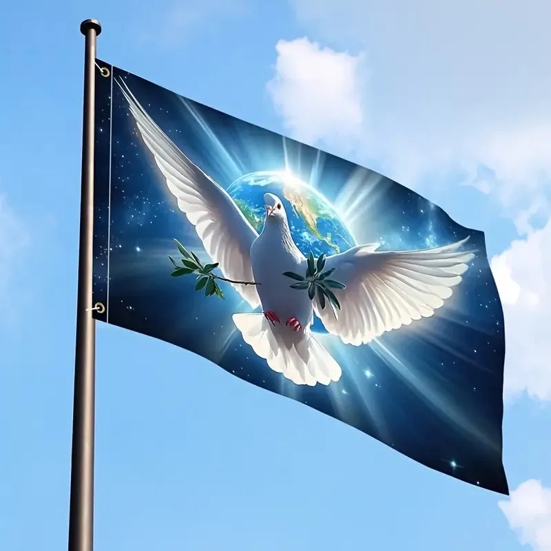 Peace Dove and Earth Polyester Flag Durable Outdoor Yard Decoration Garden Banner