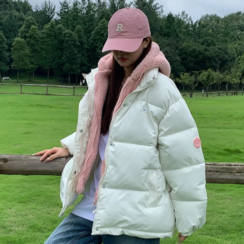 

Parka Army Womens Coats Cargo Baggy Spliced Urban Minimalist Blue Adjustable Hem Short Puffer Fashionable Korean Vintage Hoody