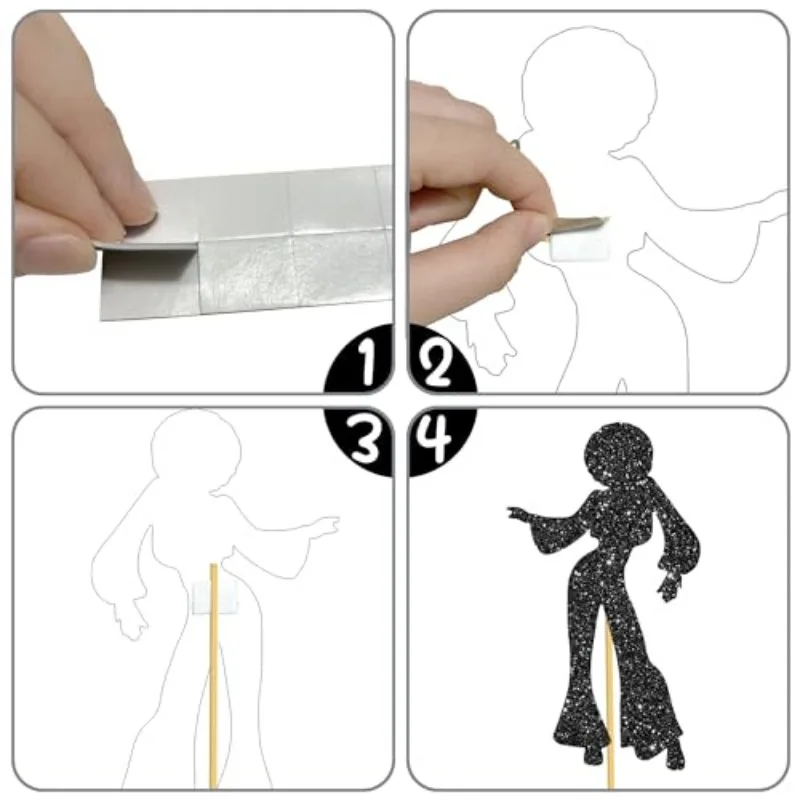 10er-Pack Funkelnde Glitzer-Tänzerin Tischdekoration, 8 Tanzpositionen Tischaufsätze Geeignet für Discokugel-Partys – Detail 5