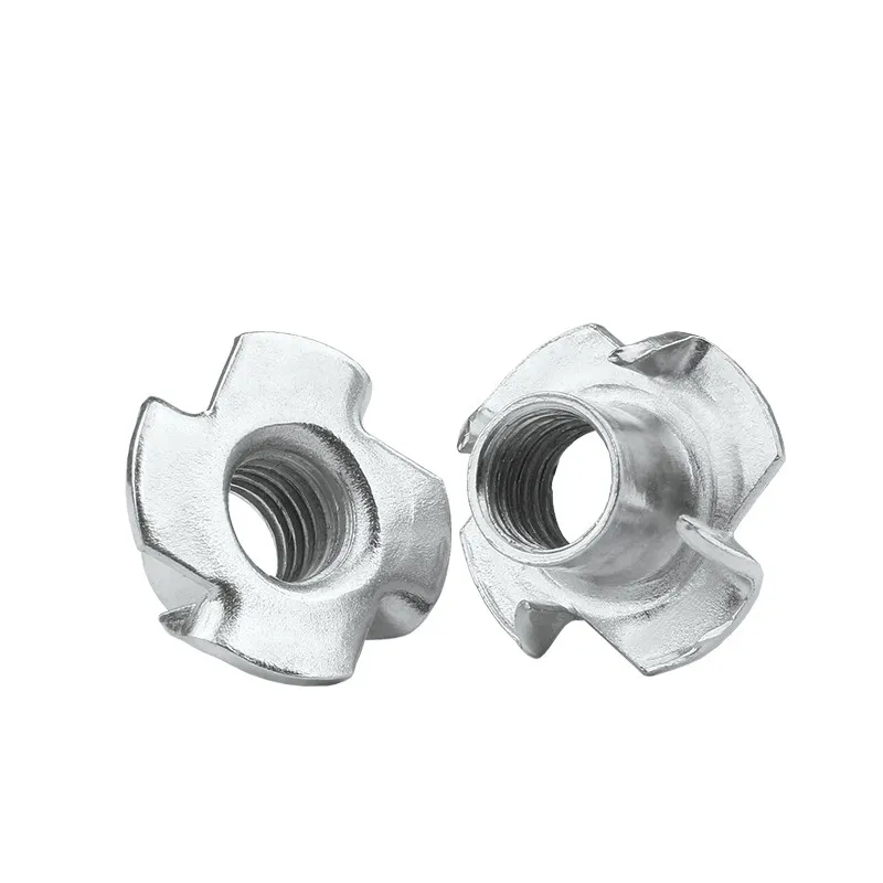 80pcs M3 M4 M5 M6 M8 Zinc Plated Four Claws Nut Speaker Nut T-nut Blind Pronged Tee Nut Furniture Hardware