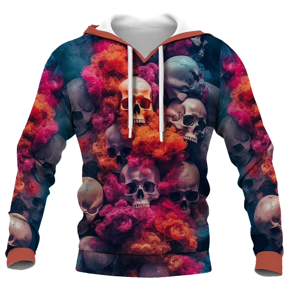 2023New Fashion Causal  Hooded Sweatshirts Popular 3D Printed Hoodie Loose Pullover Long Sleeve Shirt Skull Hoodie 2XS to 4XL