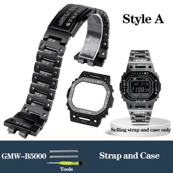 For Casio G-shock Watch GMW-B5000 Modified Mecha Warrior Titanium Alloy Stainless Steel Case and Strap B5000 Bezel Bracelet