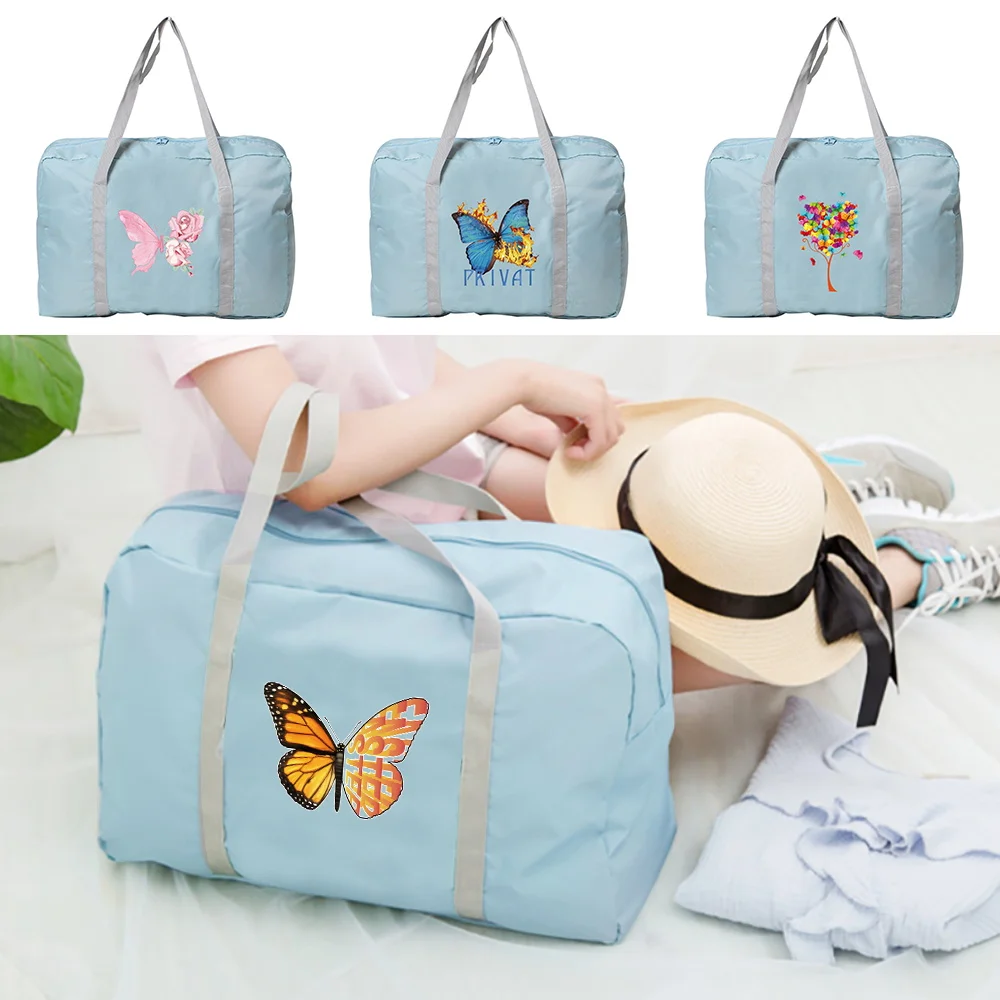 

Travel Handbag Portable Foldable Travel Duffel Bag Luggage Butterfly Pattern Printing Series Check-in Organizer Large Capacity