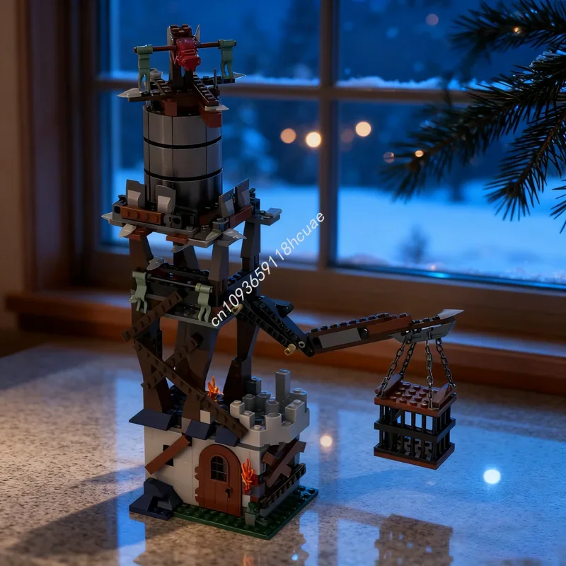 

265 деталей MOC: Оркская крепость-посадка, конструктор, архитектурная модель, игрушка для сборки, DIY, креативный подарок на Рождество, на день рождения для детей