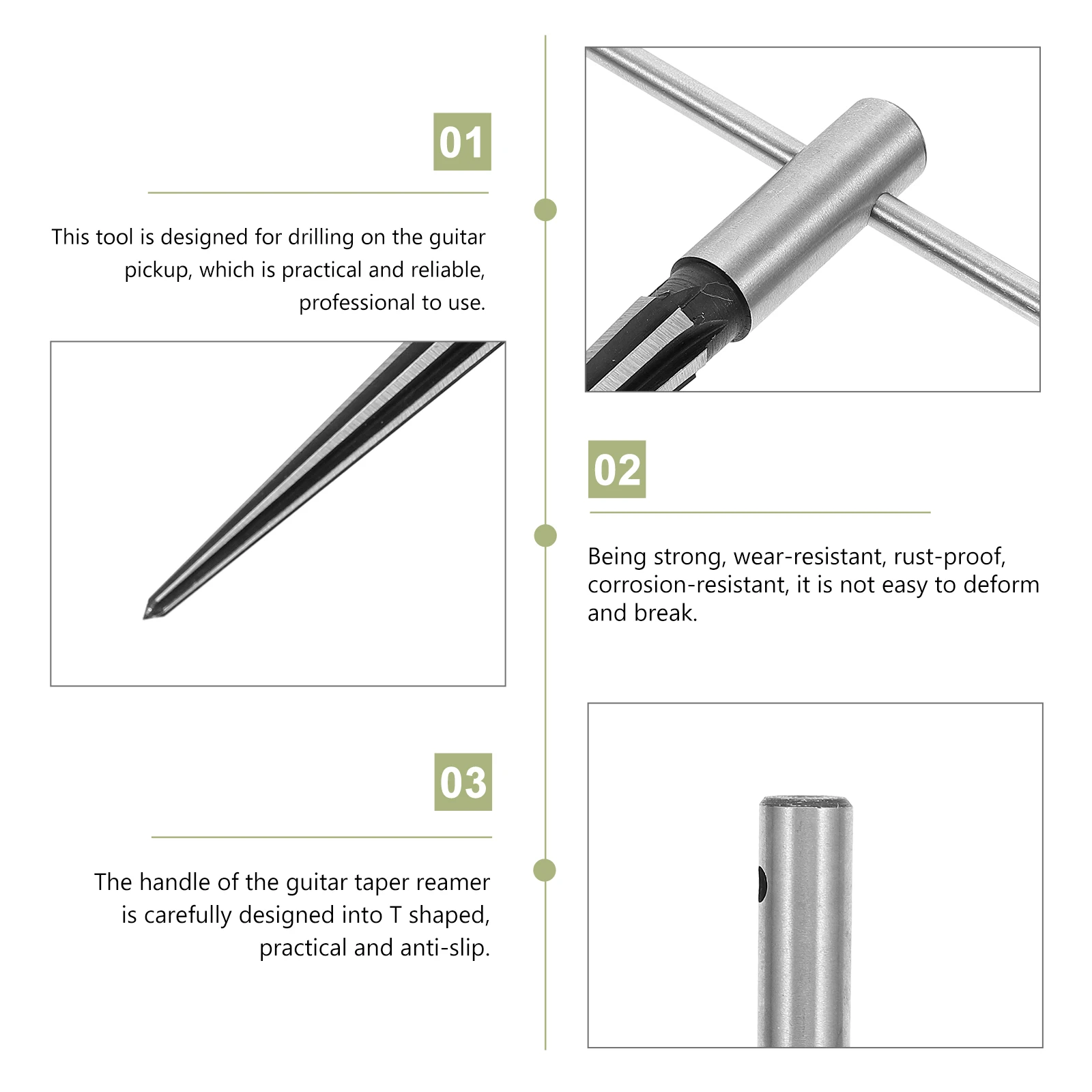 

3-13Mm T Shaped Handle Taper Durable Guitar Bridge Pin Hole Tapered Reamer Luthier Tool Metal T Handle Reamer For Guitar Pickup
