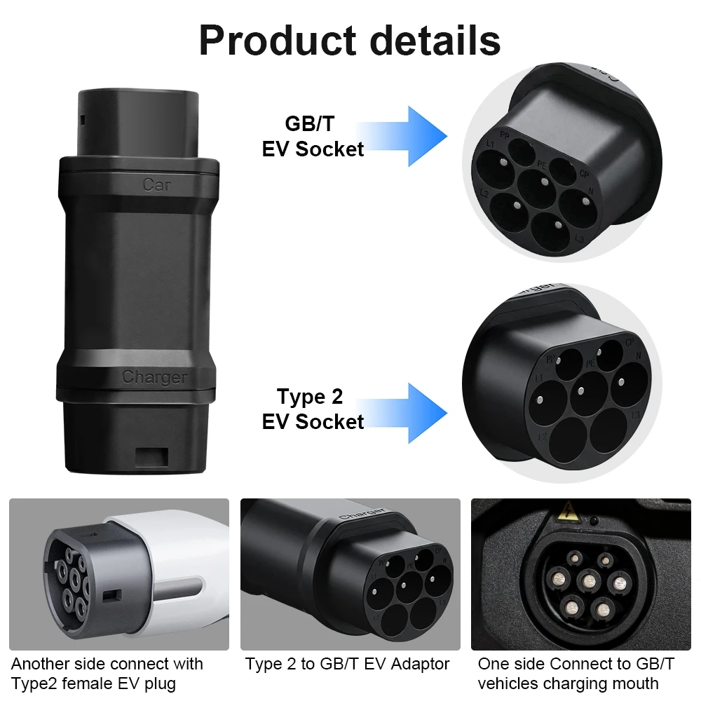 ELEVON Type2 IEC 62196-2 To GB/T Adapter EV Charger Converter for China Standard Electric Vehicle Charging EV Connector 16A/32A