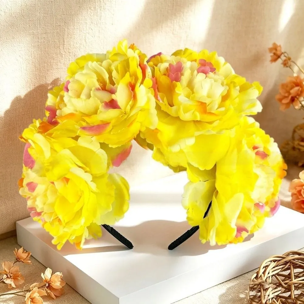 Simulated Flower Floral Garland Headband Rose Headpiece Romantic Style Artificial Flower Crown Gorgeous Design Elegant