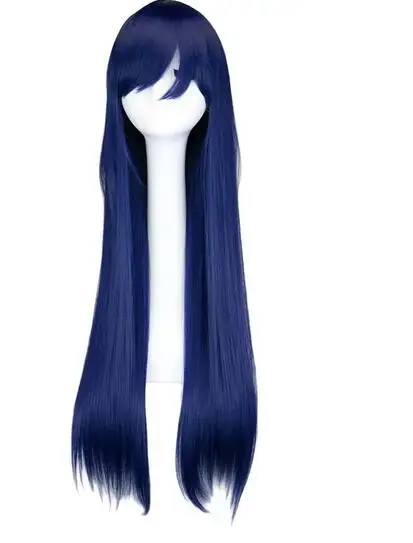 Long Straight Cosplay Navy Mixed Blue 80 Cm Synthetic Hair Wigs