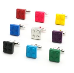 Block Cufflinks Muti-color Bricks Design Blue Red Black 9 Colors Option Copper Novelty Cuff Links Wholesale&retail
