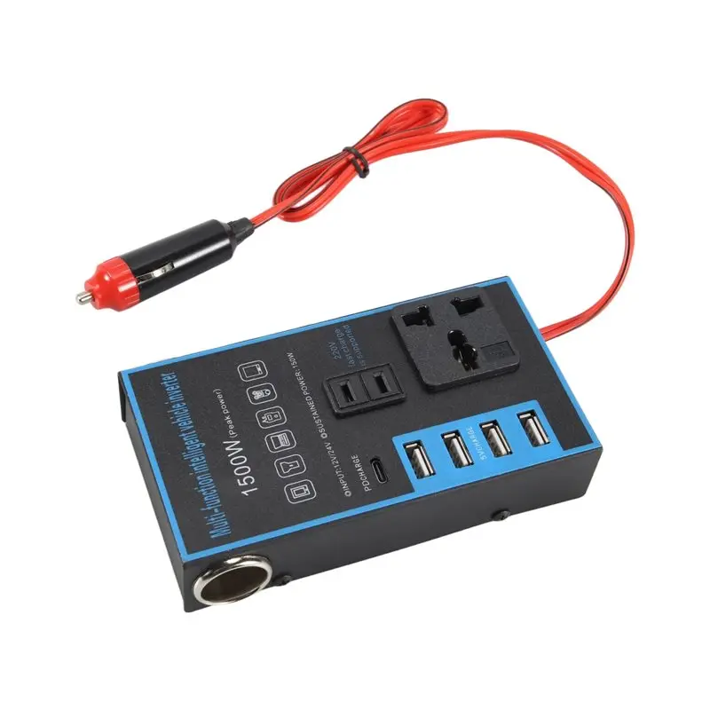 

A82M-Mobile Phone Charging Truck And Home Socket Converter, 1500W Car Power Inverter 12V/24V To 220V Auto Adapter