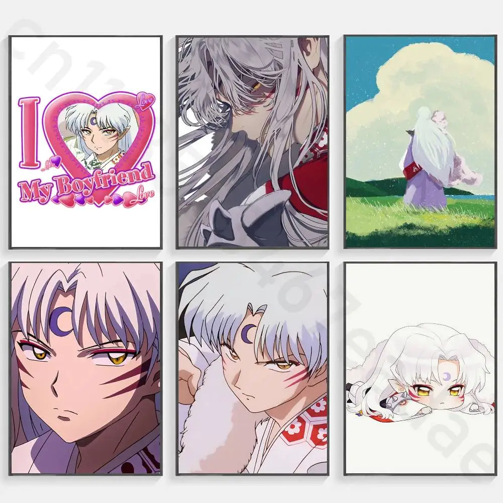 Anime Inuyasha S-Sesshoumaru new group Poster HD home decor sticky wall waterproof home living room bar aesthetic decor