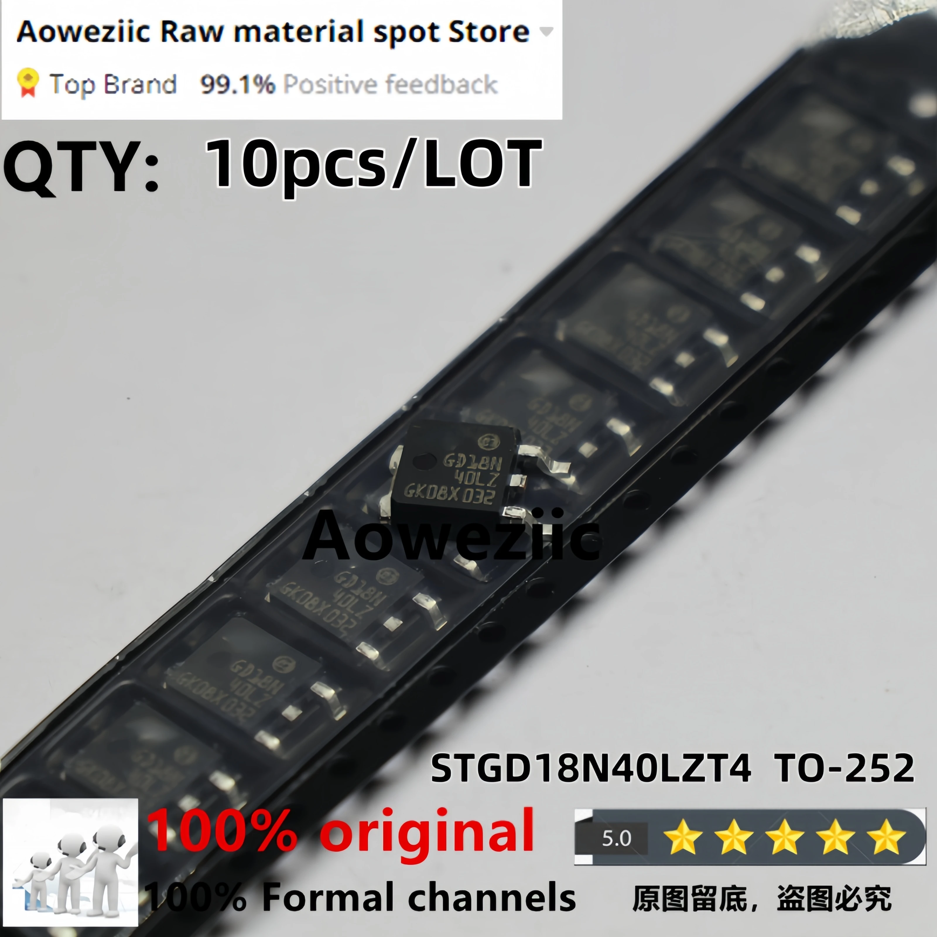 Aoweziic 2021+ 100% New Imported Original  STGD18N40LZT4  STGD18N40LZ  GD18N40LZ TO-252  IGBT Tube 420V 25A