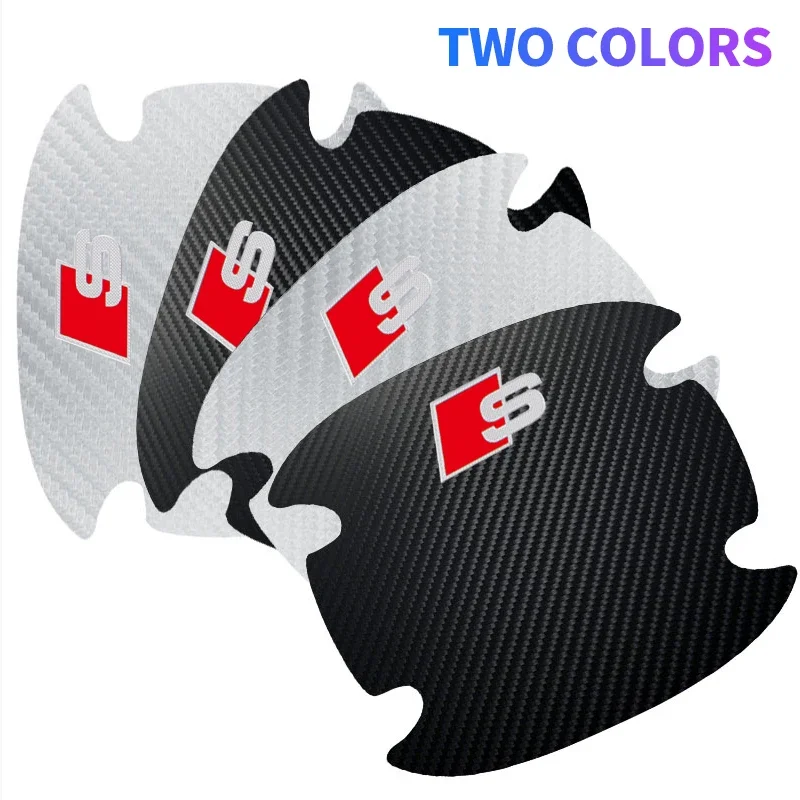 4 قطعة ألياف الكربون باب السيارة السلطانية مقبض المضادة للخدوش ملصق لأودي A4 B7 B8 B9 A3 8P 8V 8L A5 A6 C6 C5 C7 4F A1 A7