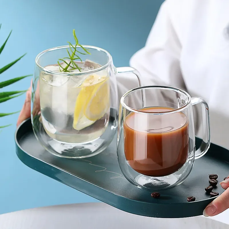 Double Wall Glass Cup Heat Resistant Transparent High Borosilicate Mug Tea Milk Lemon Juice Coffee Cup Gift Creativity Drinkware