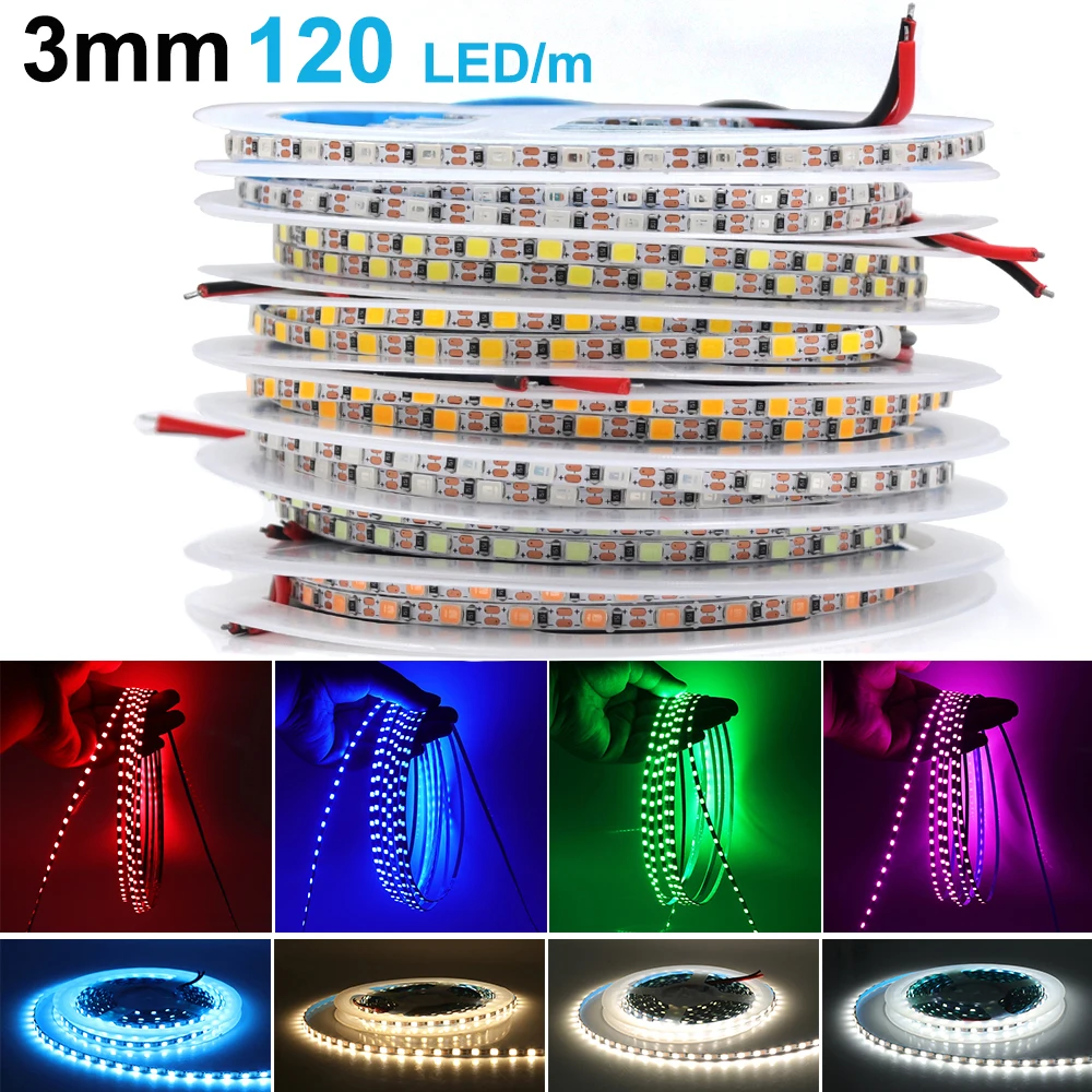 

Светодиодная лента 3 мм, узкая ширина, Светодиодная лента, лампа для подсветки, 5 В, 2825, 120 светодиодов/м, гибкая светодиодная лента, подсветка для домашнего декора, красный, синий, розовый, 0,5-5 м