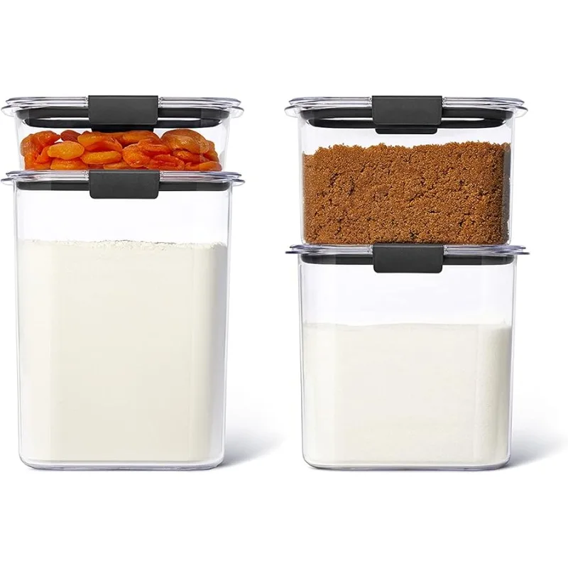 

Brilliance Pantry Food Storage Containers, Set of 4 (8 Pieces), BPA-Free, Clear, Airtight