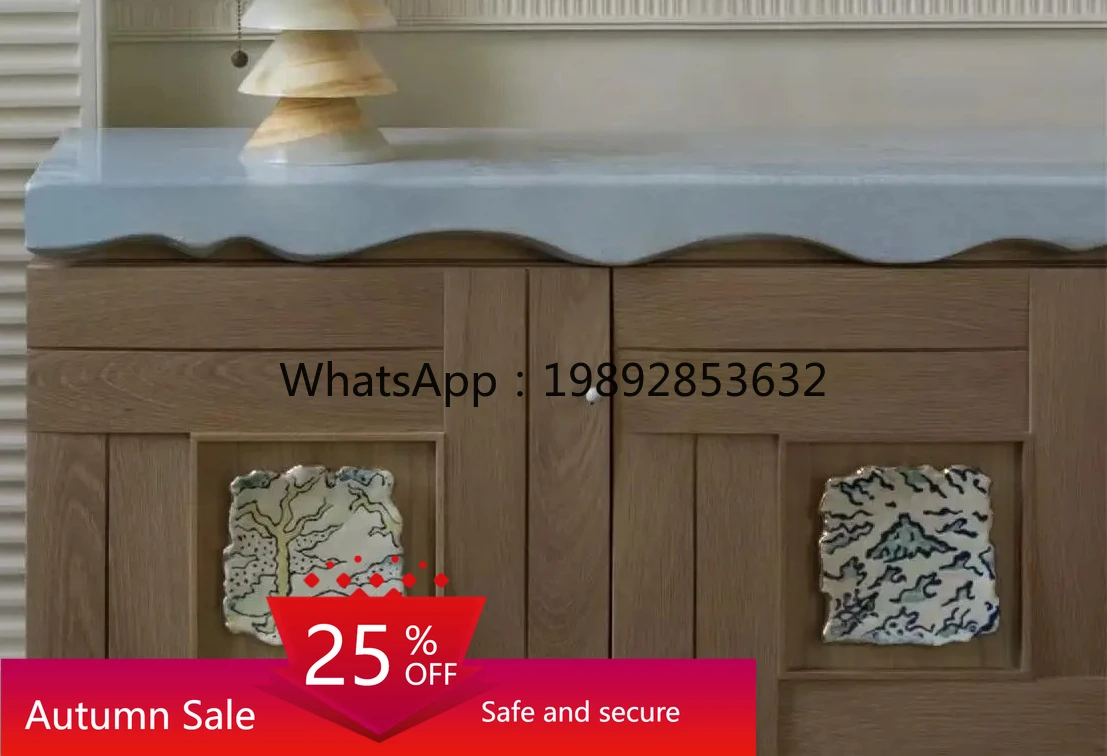 

solid wood chest multi-functional dining side cabinet retro home modern living room locker