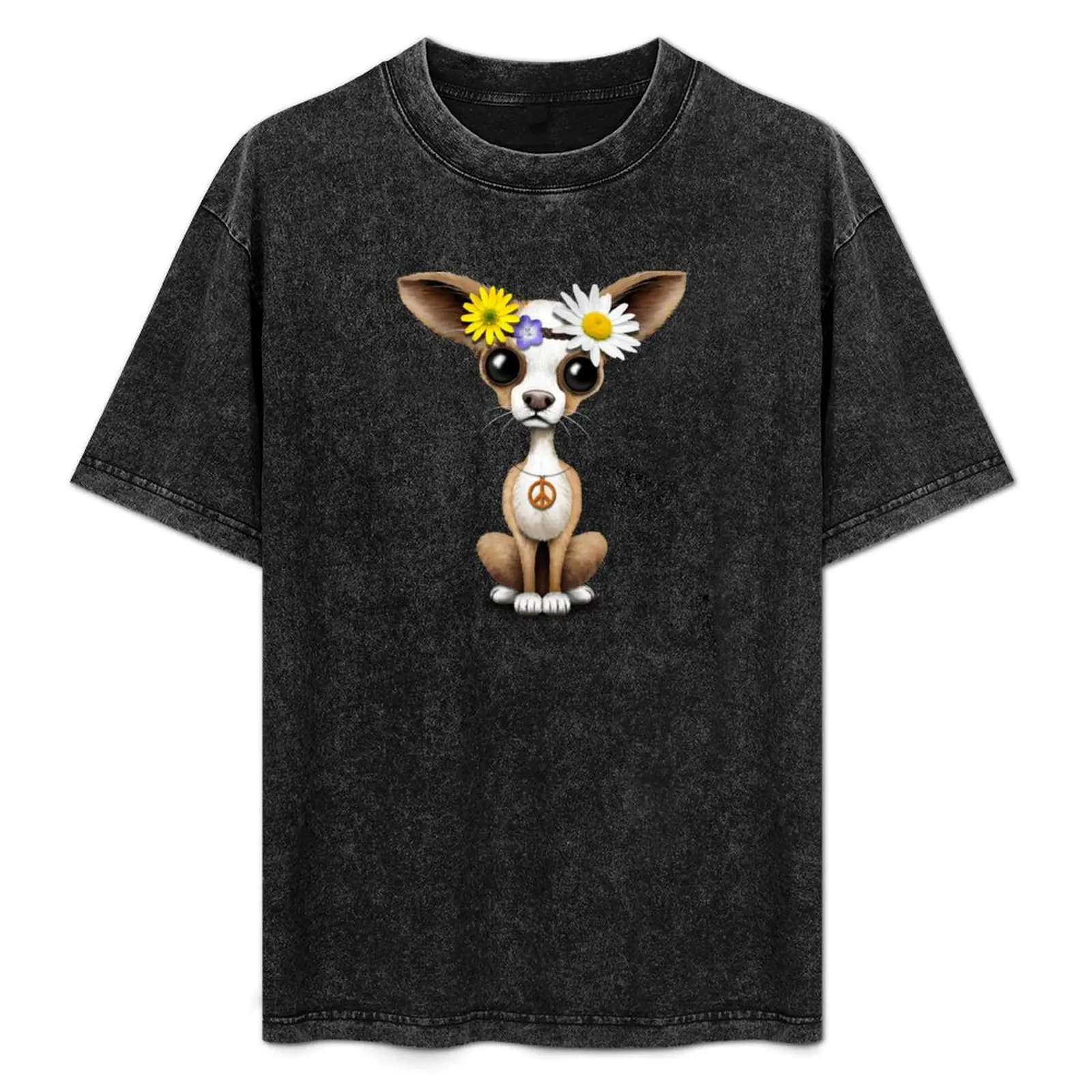 

Cute Chihuahua Puppy Hippie T-Shirt Trendy Print Short Sleeve T-Shirt