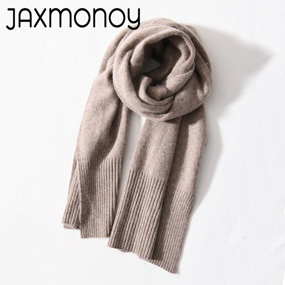 Jxwatcher Women\'s Scarf Winter Warm High Quality Cashmere Muffler Fashion Wool Knitted Scarves for Ladies Solid Color Female New