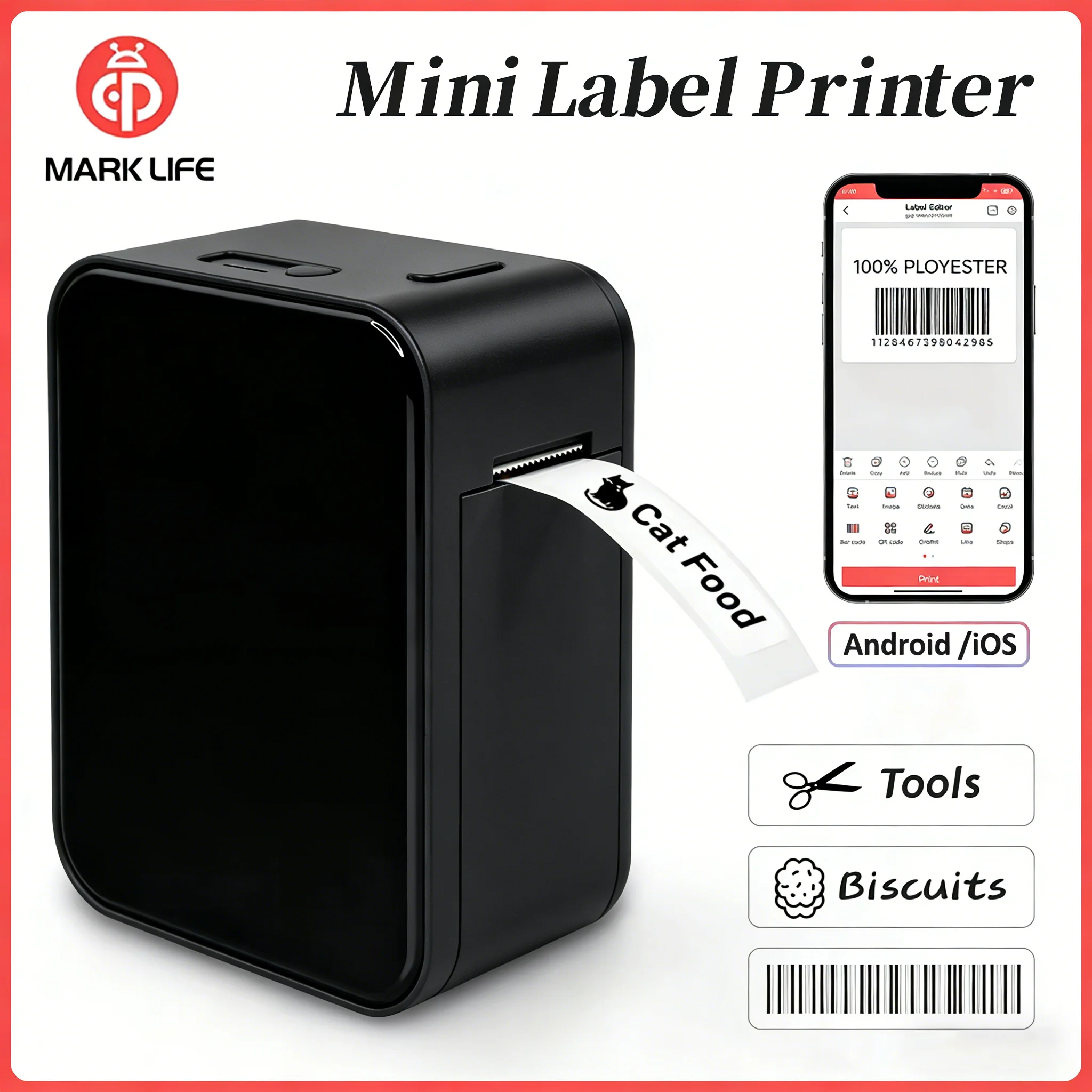 Marklife P15 Label Printer Mini Portable Printer Ink Self-Adhesive Stickers Printer For Office/Kitchen/School/Price/Tag/Sticker