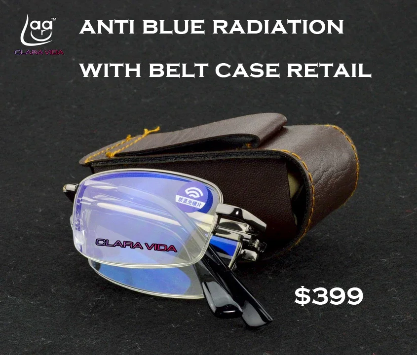 Reading Glasses Men Clara Vida Clamp Clip On Belt Easy Carry Foldable Antiblue Ray Reading Glasses +1 +1.5 +2 +2.5 +3 +3.5 +4