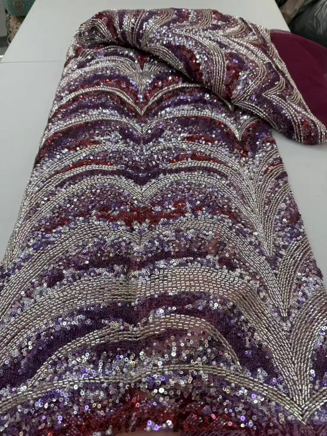 Latest African French Tulle Net Lace With Sequins African Lace Fabric 5Yards Embroidery Nigerian Lace Fabric For Party Dress -JY