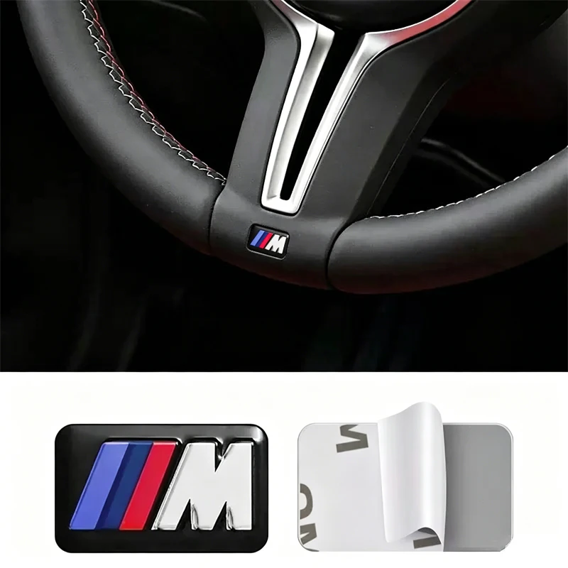 4 Pezzi Coprimozzo Volante Auto Adesivo Decorativo Fai-da-te con Emblema Centrale per BMW M E39 E38 E90 E60 F30 F20 X1 X3 X5