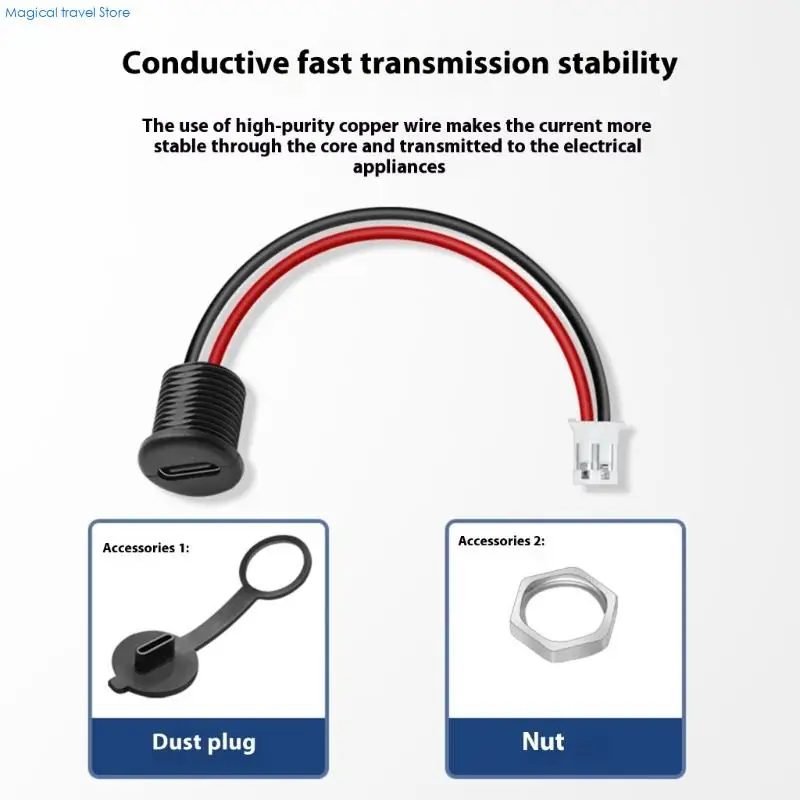 N2UB Type C Female to 2.0 Terminal Connectors with Dustproof Caps and Waterproof Nut Plastic Texture for Secure Data Transfer