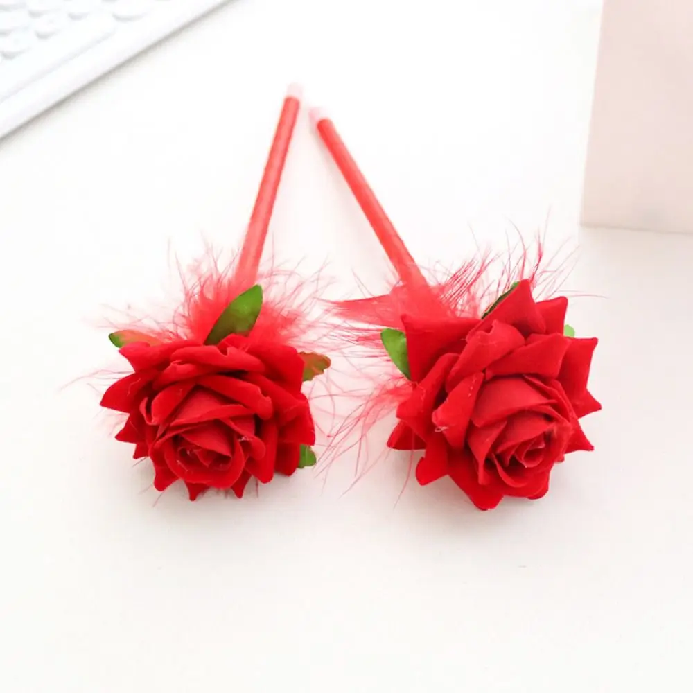 

0.5mm Red Pink Rose Flower Ballpoint Pen Creative Teacher's Day Gift Office School Supplies Stationery Signature Pen