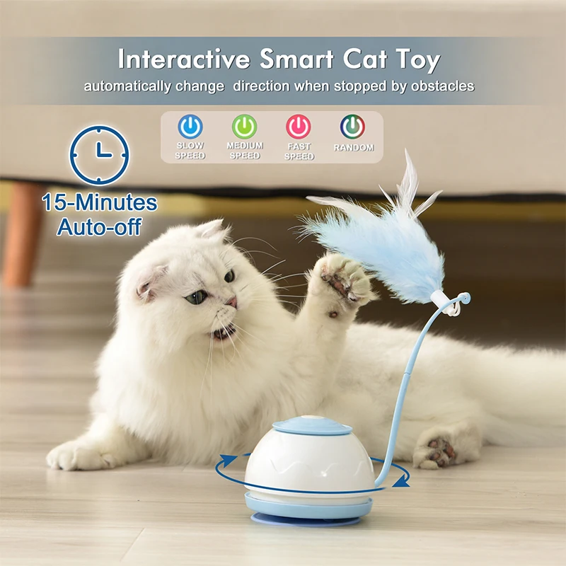 USB Carregando Brinquedo Elétrico para Gato, 360 Rotating, Puzzle Interativo, Inteligente Pet Itens, Pena Provocando, Cat Suprimentos, Acessórios