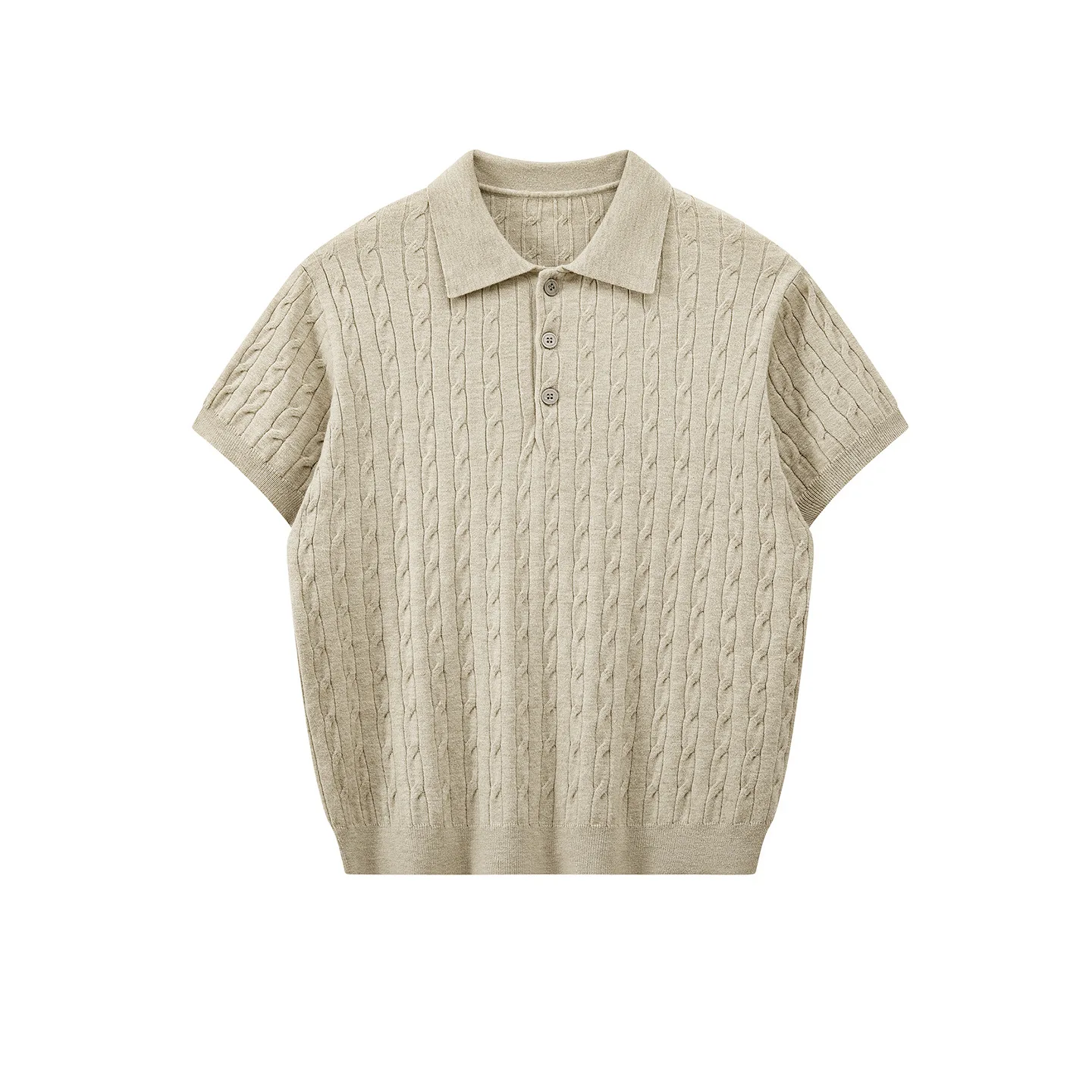 Summer POLO shirt knitted sweater short-sleeved T-shirt men's lapel twist texture ice silk