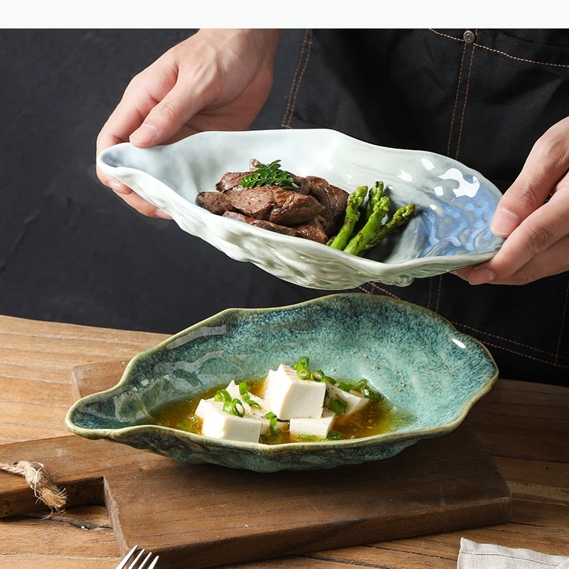 

Oyster Ceramic Plate Hotel Tableware Dining Plates Sushi Dish Sashimi Plate Serving Plates Dessert Fruit