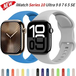 Silicone Strap for Apple Watch 10/11 46/42mm 9 8 7 45/41mm Ultra 3/2 49mm Comfortable Watchband iWatch 6 5 4 SE/3 44/40mm Band