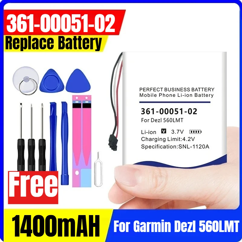 

361-00051-02 Replace Battery for Garmin Dezl Forerunner Dash Cam Edge Nuvi 65 1030 130 45 46 55 56 66w 205 560LMT 310XT 3700