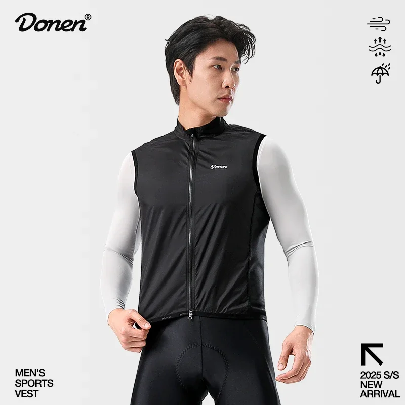 

DONEN Cycling Waterproof Vest Bicycle Men Lightweight Breathable With Pockets MTB Road Bike Sport Sleeveles Apparel