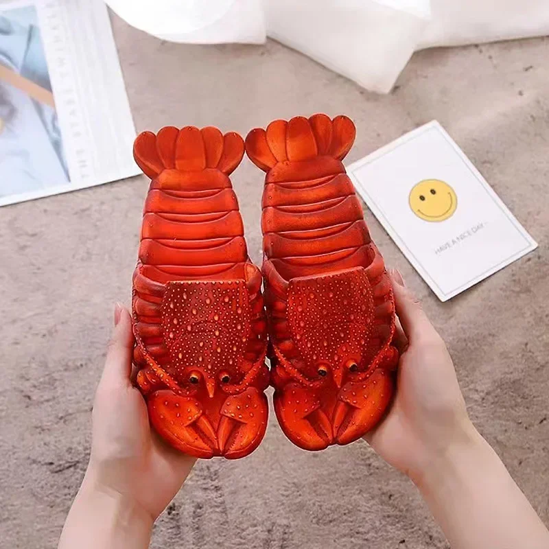 2024 Summer New Men\'s Women\'s Couple Slippers Parent Child Beach Cool Slippers Outdoor Wear Funny Crayfish cheap Shoes Clearance