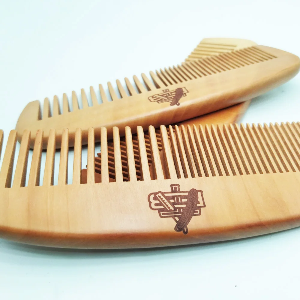 50 Pieces/Pack Natural Wood Beard Hair Comb No Static For Men and Women Wide & Fine Teeth Wooden Hair Comb