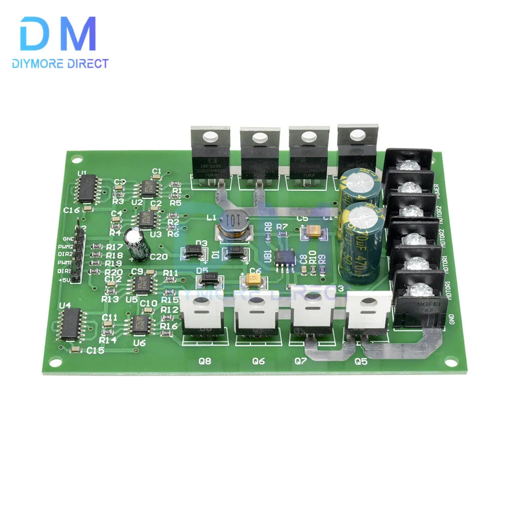 H-Bridge DC Dual Motor Driver PWM Module DC 3~36V 15A Peak 30A High Power Control Board